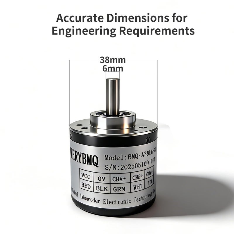VERYBMQ مencoder دوار مغناطيسي متزايد، 38 مم OD 6 مم عمود، ABZ دفع-سحب إخراج، 100/400 / 600 PPR، مencoder مدمج لـ CNC، الروبوتات، الأتمتة (600PPR) - Image 5